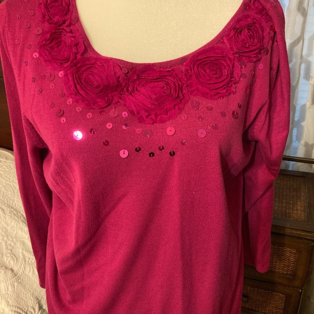 Ruby Red dressy bright pink sweater